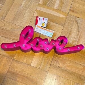 NWT - Pink “love” LED Wall Sign